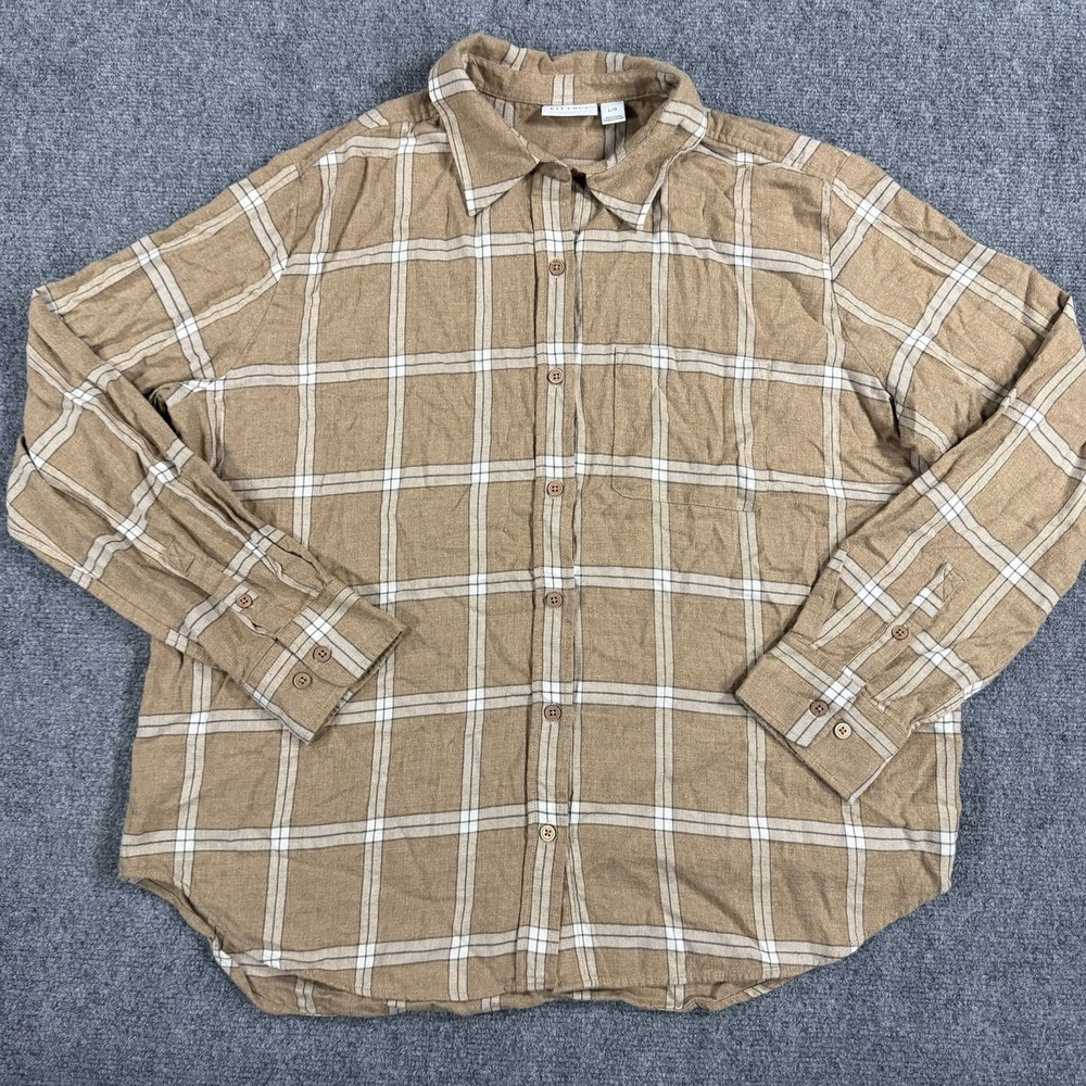 Kit And Ace Flannel Shirt Womens Large Brown Plaid Soft Casual